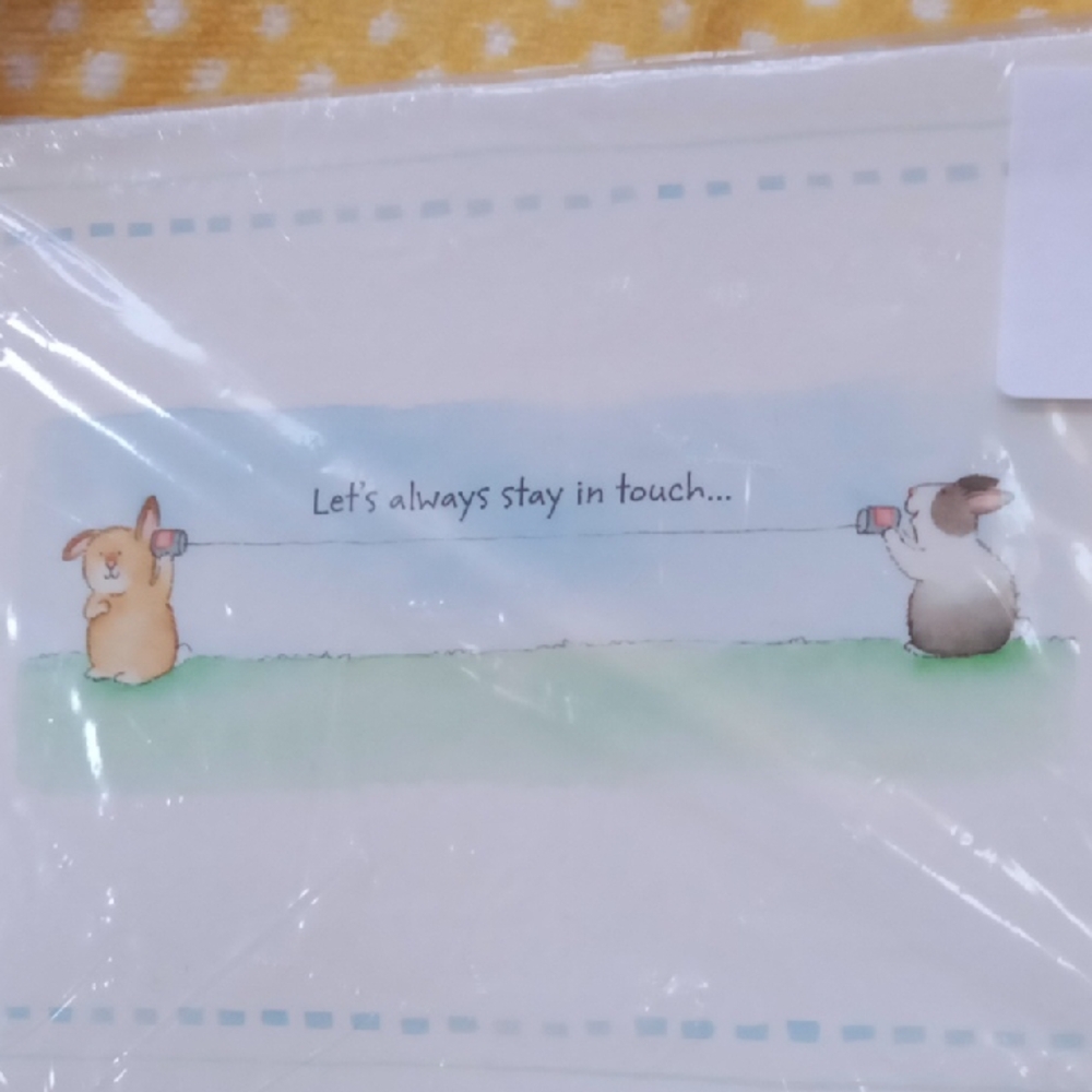 Cute Bunny Stationery Set Of 6 Cards And  Blue Envelopes - Stay In Touch